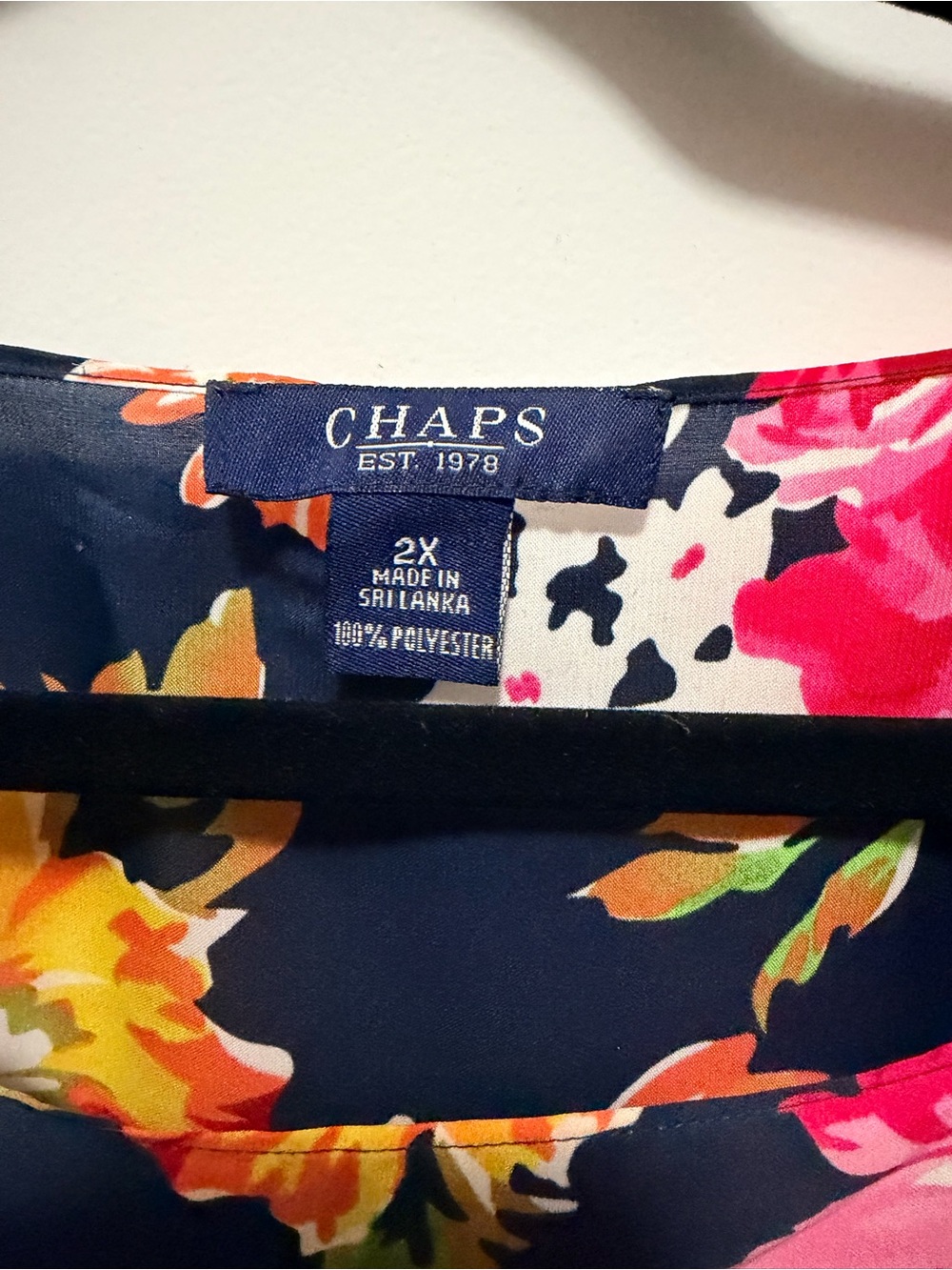 Chaps Navy Floral Drawstring Tunic - Picture 3 of 6